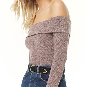 F21 Ribbed Off-The-Shoulder Bodysuit